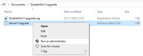 Run the batch as administrator